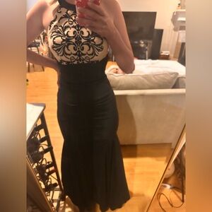 Elegant Black and Cream Evening Gown